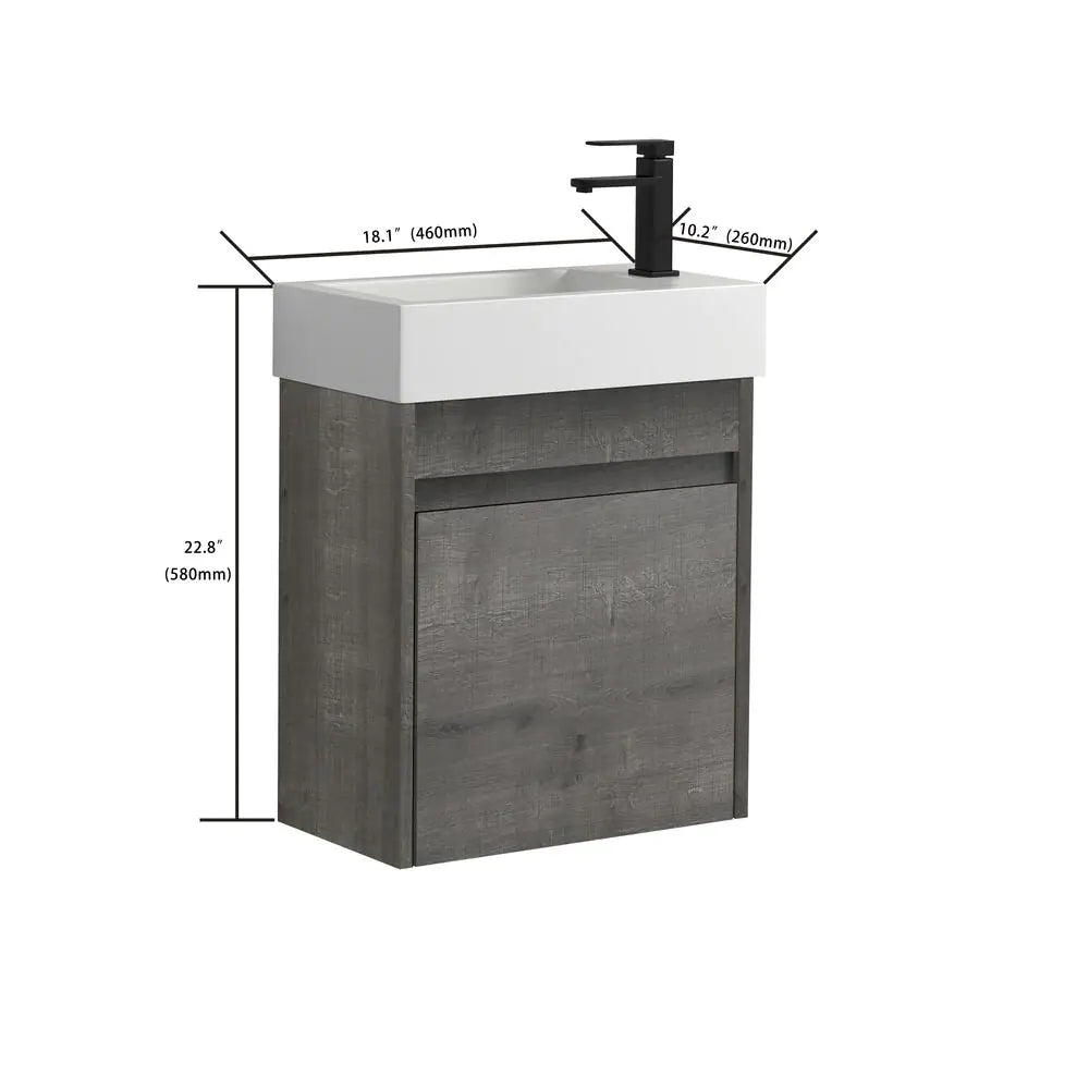 18 in. W x 10.2 in. D x 22.8 in. H Bath Vanity in Gray with White Ceramic Top