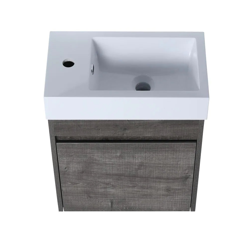 18 in. W x 10.2 in. D x 22.8 in. H Bath Vanity in Gray with White Ceramic Top