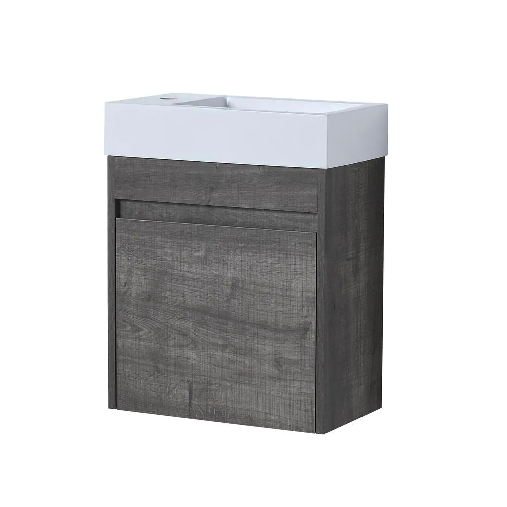 18 in. W x 10.2 in. D x 22.8 in. H Bath Vanity in Gray with White Ceramic Top