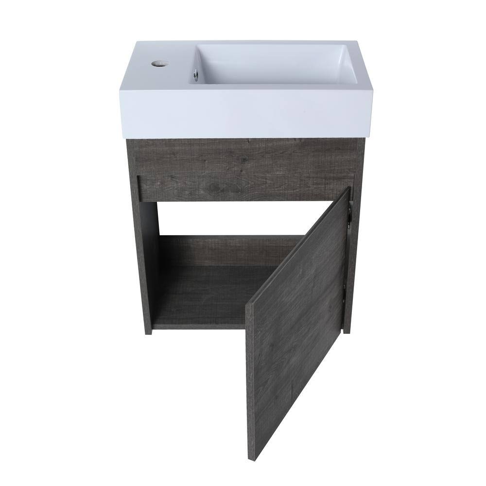 18 in. W x 10.2 in. D x 22.8 in. H Bath Vanity in Gray with White Ceramic Top