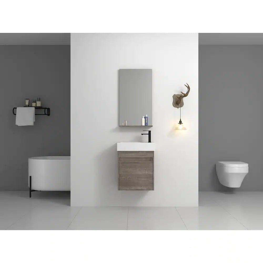 18 in. W x 10.2 in. D x 22.8 in. H Bath Vanity in Gray with White Ceramic Top