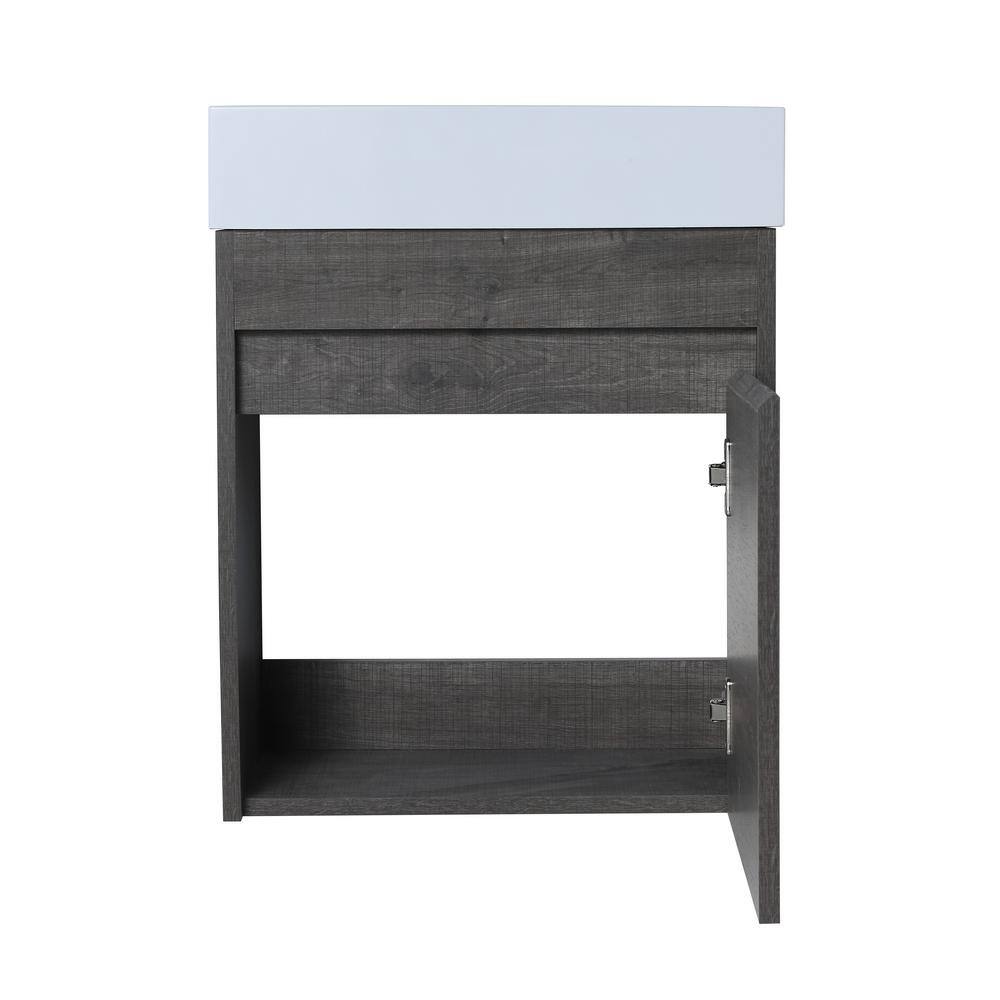 18 in. W x 10.2 in. D x 22.8 in. H Bath Vanity in Gray with White Ceramic Top