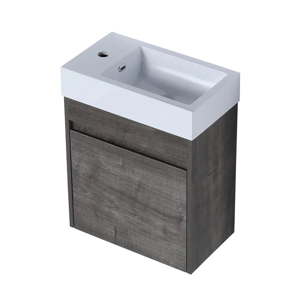 18 in. W x 10.2 in. D x 22.8 in. H Bath Vanity in Gray with White Ceramic Top