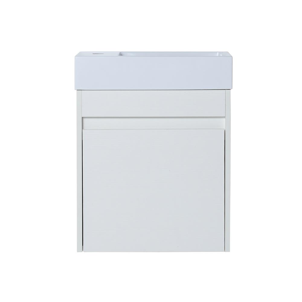 18 in. W x 10.2 in. D x 22.8 in. H Bath Vanity in White with White Ceramic Top