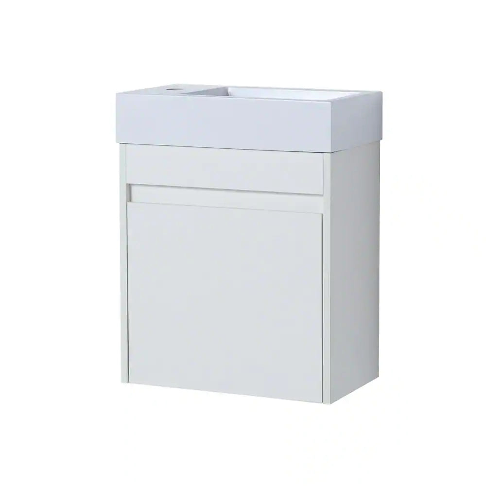 18 in. W x 10.2 in. D x 22.8 in. H Bath Vanity in White with White Ceramic Top