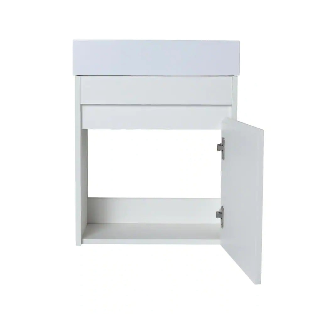 18 in. W x 10.2 in. D x 22.8 in. H Bath Vanity in White with White Ceramic Top