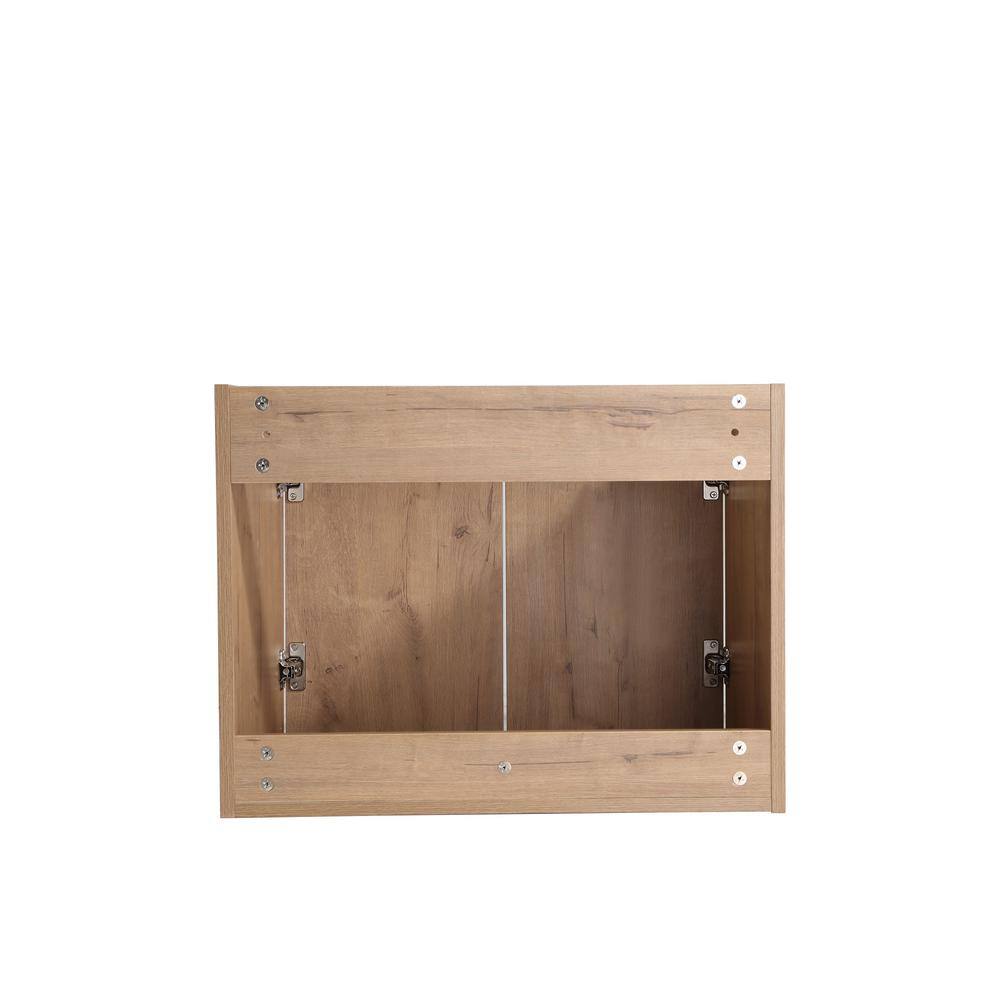 30 in. W x 18 in. D x 19 in. H Bathroom Vanity Cabinet in Light Brown with White Ceramic Top