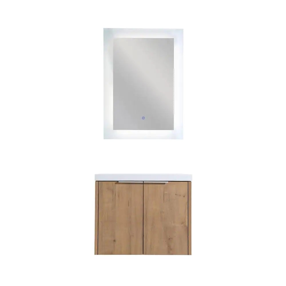 30 in. W x 18 in. D x 19 in. H Bathroom Vanity Cabinet in Light Brown with White Ceramic Top