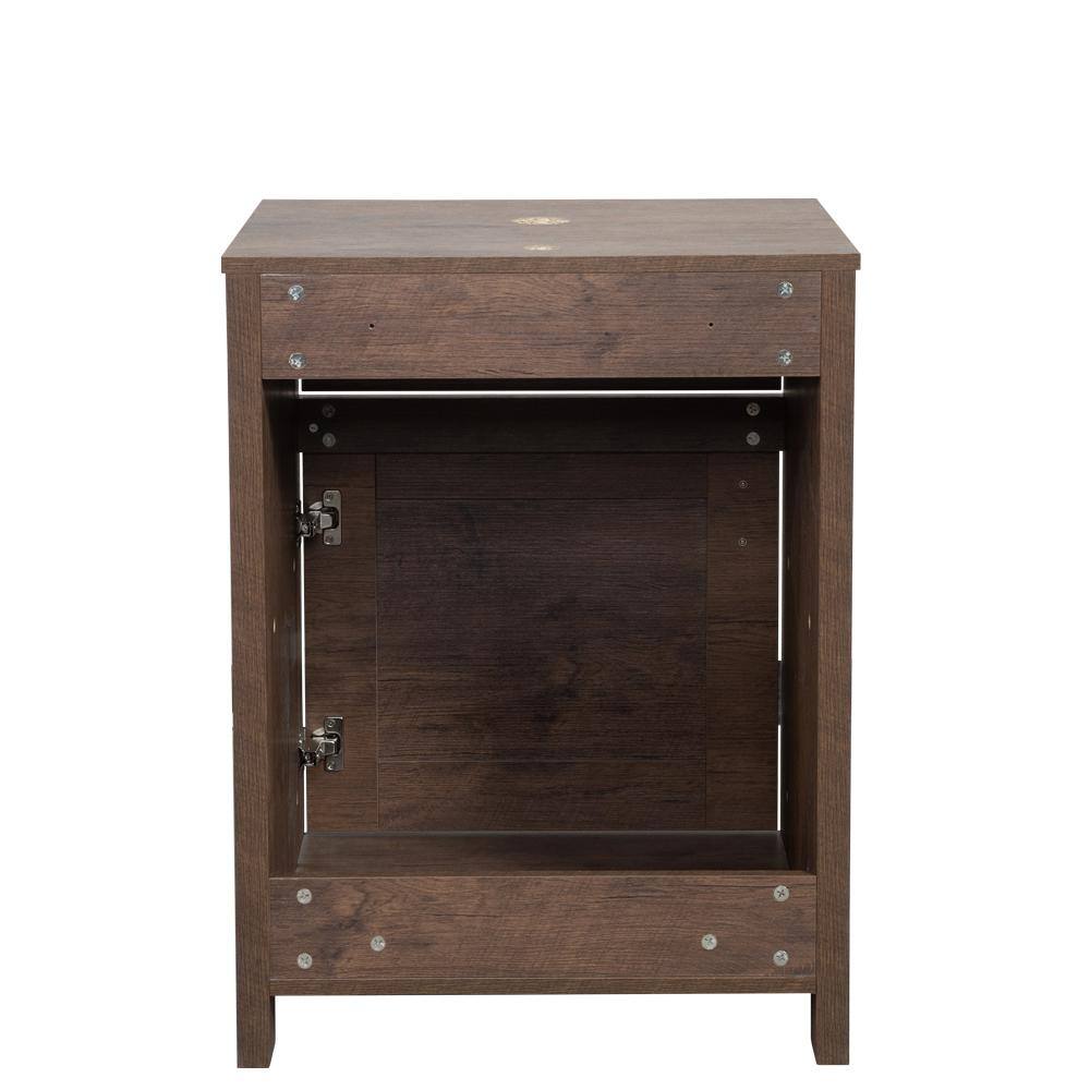 23.6 in. W x 18.1 in. D x 31.5 in. H Bath Vanity in Brown with MDF Wood Top in Brown