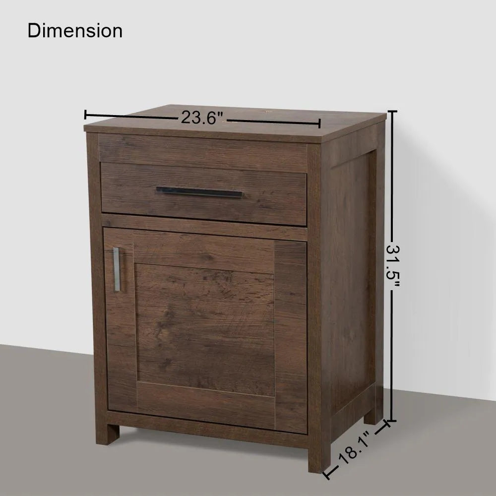 23.6 in. W x 18.1 in. D x 31.5 in. H Bath Vanity in Brown with MDF Wood Top in Brown