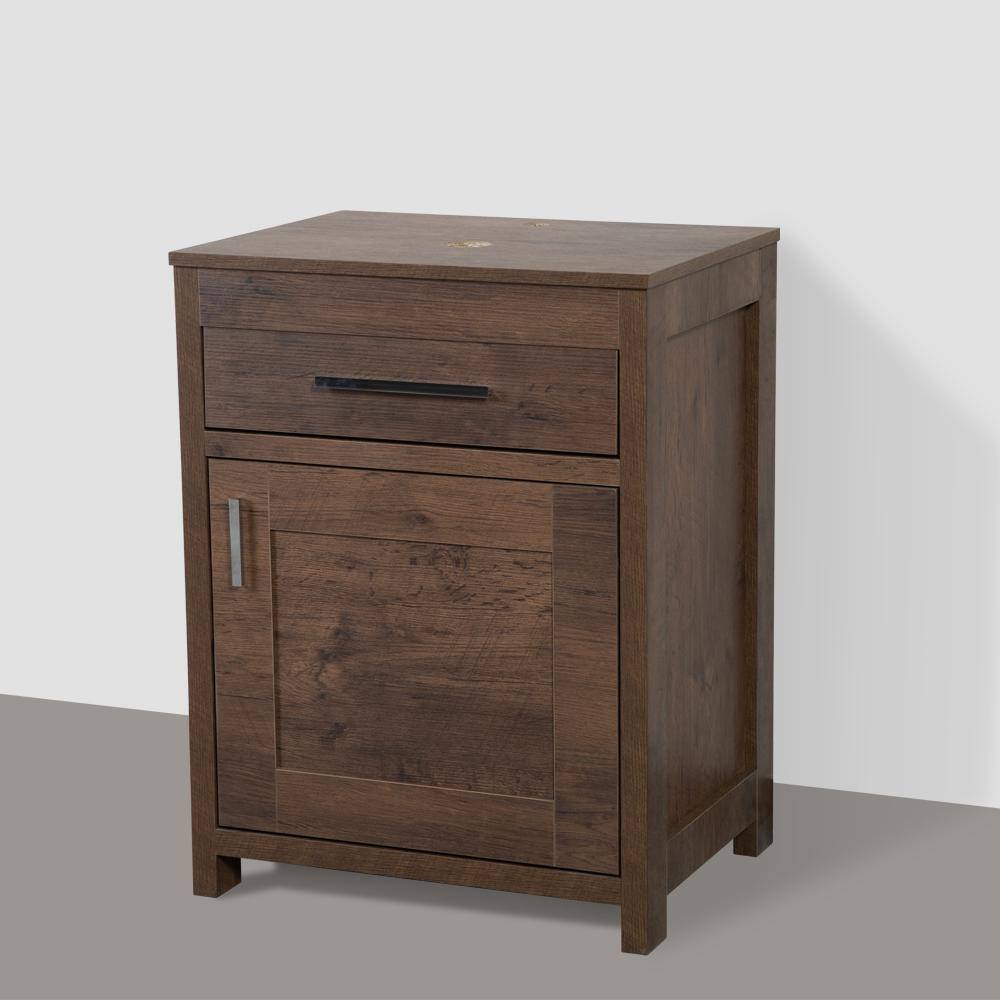 23.6 in. W x 18.1 in. D x 31.5 in. H Bath Vanity in Brown with MDF Wood Top in Brown