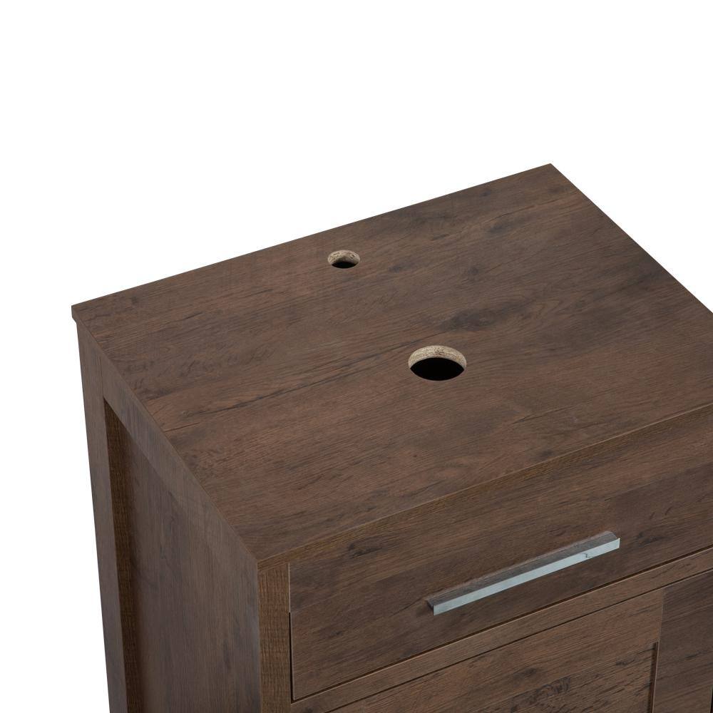23.6 in. W x 18.1 in. D x 31.5 in. H Bath Vanity in Brown with MDF Wood Top in Brown