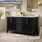60" Black Fluted Double Sink Bathroom Vanity with White Engineered Stone Top, Dovetail Drawers, Soft-Close Doors & Fully Assembled