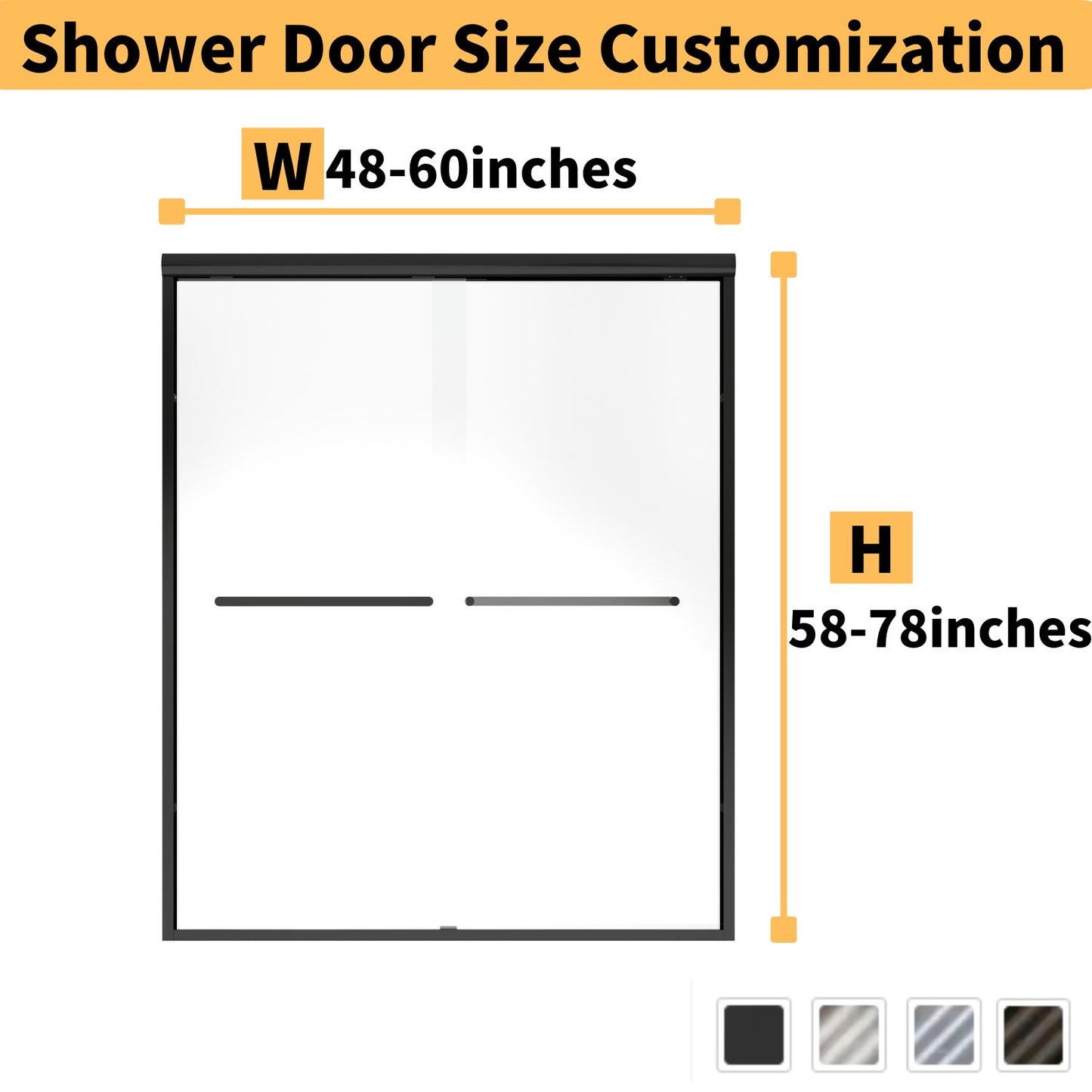 TOOLKISS Sliding Framed Shower Door wtih Double Towel Bars Customization