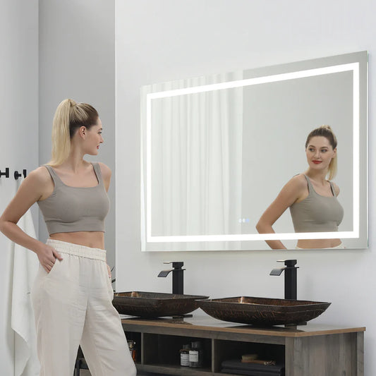 44'' x 44'' Customized Frameless Bathroom Mirror with Back and Front Light