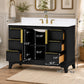 48" Black Fluted Bathroom Vanity with Carrara White Solid Surface Top, Undermount Sink, Solid Wood Frame, 6 Drawers & Fully Assembled