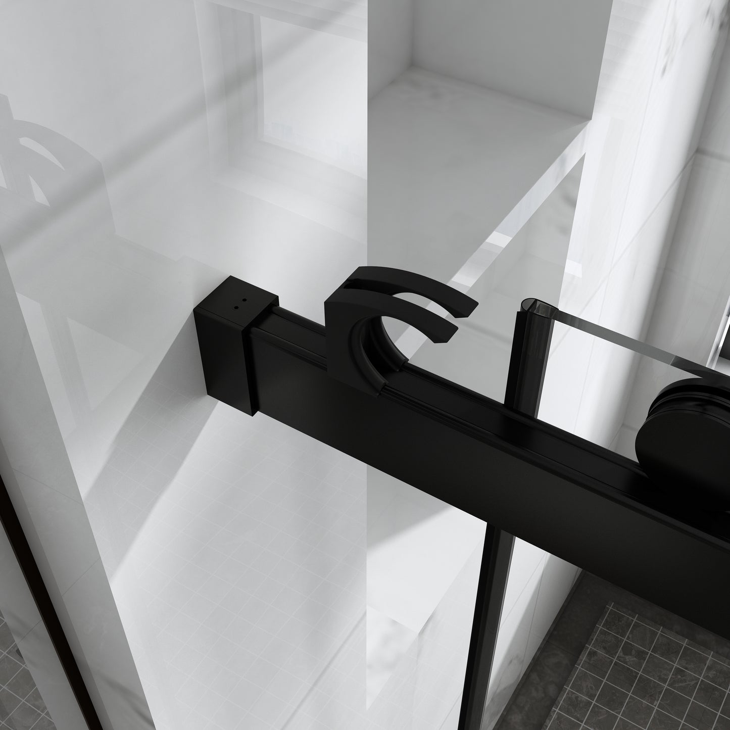 TOOLKISS Sliding Frameless Shower Door wtih Double Towel Bars Customization(TK19069)