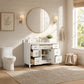 48" White Fluted Bathroom Vanity with Carrara White Engineered Stone Top, Undermount Sink, Solid Wood Frame, Soft-Close Doors, 7 Drawers & Fully Assembled