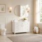 48" White Fluted Bathroom Vanity with Carrara White Engineered Stone Top, Undermount Sink, Solid Wood Frame, Soft-Close Doors, 7 Drawers & Fully Assembled