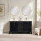 60" Black Fluted Double Sink Bathroom Vanity with White Engineered Stone Top, Dovetail Drawers, Soft-Close Doors & Fully Assembled