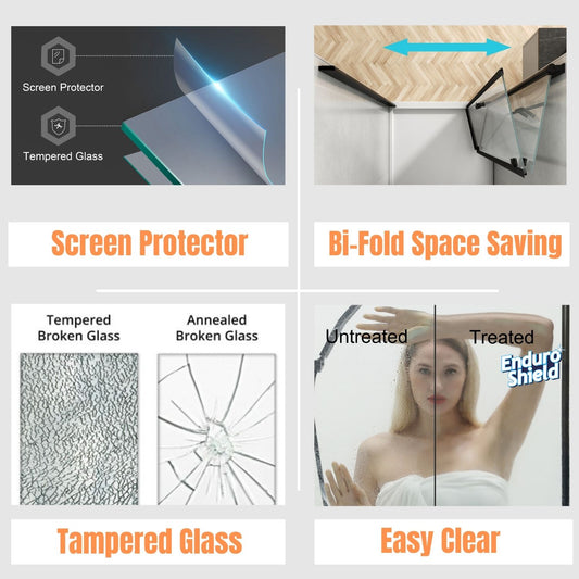 36-37.5 in. W x 72 in. H Bi-Fold Minimalist Frameless Shower Door Brushed Nichel Clear Glass
