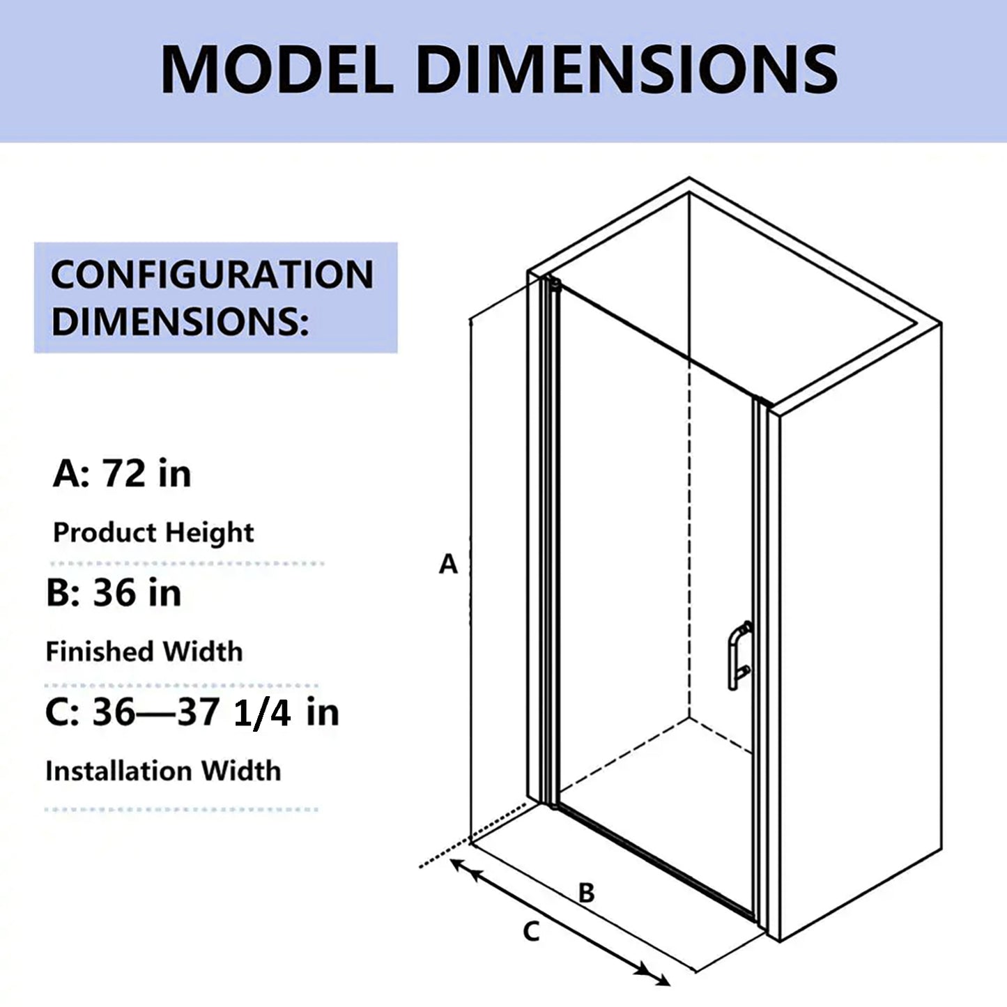 36-37 1/4'' in. W x 72 in. H Pivot Swing Frameless Shower Door in Chrome with Clear Glass