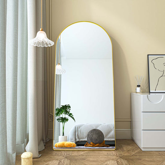 32 in. W x 71 in. H Arched Full Length Mirror Aluminum Framed