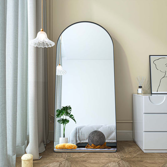 32 in. W x 71 in. H Arched Full Length Mirror Aluminum Framed