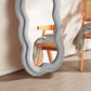 Wavy Floor Mirror with Flannelette Fabric Frame 63’’ x 24’’ (H x W) Grey