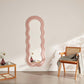 Wavy Full Length Mirror with Flannelette Fabric Frame 63’’ x 24’’ (H x W) Pink