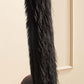 Black Arched Full Length Mirror with Fur Frame 63 in x 24 in