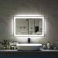 36'' W x 24'' H LED Bathroom Mirror, Fog Free, Dimmable, Black Frame, Front Light & Backlit