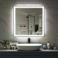 36'' W x 36'' H LED Bathroom Mirror, Fog Free, Dimmable, Black Frame, Front Light & Backlit