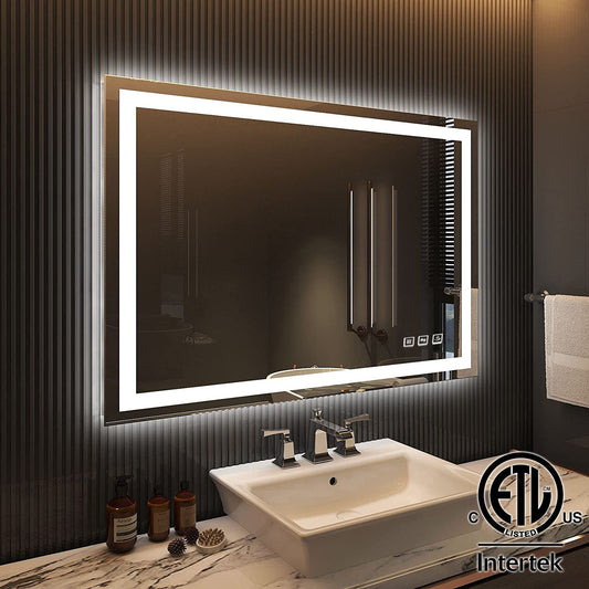 Customized H LED Rectangular Frameless Anti-Fog Bathroom Mirror Front & Backlit Light(8-12 weeks)