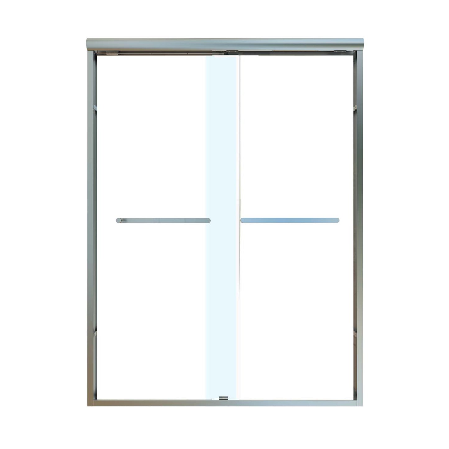 Toolkiss 50’’ to 54’’W x72’’H Semi Frameless Sliding Shower Door, Double Sliding, Brushed Nickel