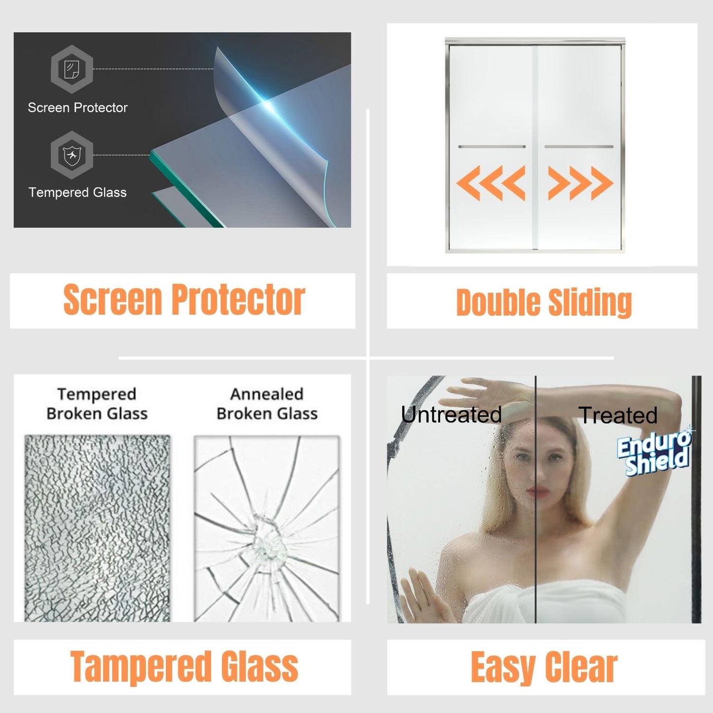 Toolkiss 56’’ to 60’’W x72’’H Semi Frameless Sliding Shower Door, Brush Nickel, Clear Glass