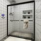 Toolkiss 56’’ to 60’’W x72’’H Semi Frameless Sliding Shower Door, Matte Black, Clear Glass