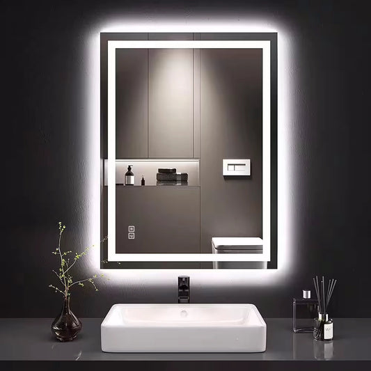 24 in. W x 32 in. H LED Rectangular Frameless Anti-Fog Bathroom Mirror Front & Backlit