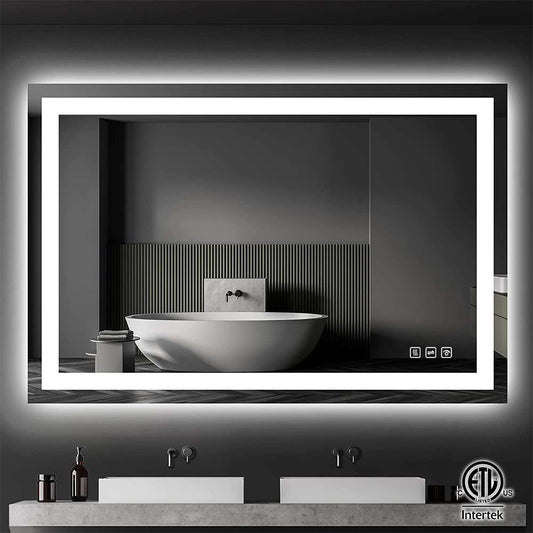 40 in. W x 32 in. H LED Large Rectangular Frameless Anti-Fog Bathroom Mirror Front & Backlit