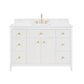 48" White Fluted Bathroom Vanity with Carrara White Engineered Stone Top, Undermount Sink, Solid Wood Frame, Soft-Close Doors, 7 Drawers & Fully Assembled