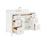 48" White Fluted Bathroom Vanity with Carrara White Engineered Stone Top, Undermount Sink, Solid Wood Frame, Soft-Close Doors, 7 Drawers & Fully Assembled