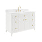 48" White Fluted Bathroom Vanity with Carrara White Engineered Stone Top, Undermount Sink, Solid Wood Frame, Soft-Close Doors, 7 Drawers & Fully Assembled