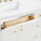48" White Fluted Bathroom Vanity with Carrara White Engineered Stone Top, Undermount Sink, Solid Wood Frame, Soft-Close Doors, 7 Drawers & Fully Assembled