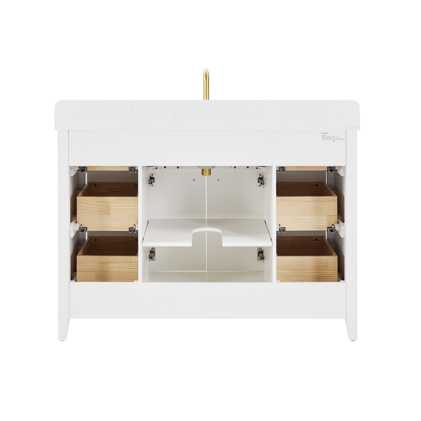 48" White Fluted Bathroom Vanity with Carrara White Engineered Stone Top, Undermount Sink, Solid Wood Frame, Soft-Close Doors, 7 Drawers & Fully Assembled