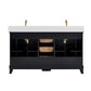 60" Black Fluted Double Sink Bathroom Vanity with White Engineered Stone Top, Dovetail Drawers, Soft-Close Doors & Fully Assembled