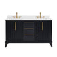 60" Black Fluted Double Sink Bathroom Vanity with White Engineered Stone Top, Dovetail Drawers, Soft-Close Doors & Fully Assembled