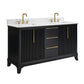60" Black Fluted Double Sink Bathroom Vanity with White Engineered Stone Top, Dovetail Drawers, Soft-Close Doors & Fully Assembled