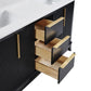 60" Black Fluted Double Sink Bathroom Vanity with White Engineered Stone Top, Dovetail Drawers, Soft-Close Doors & Fully Assembled