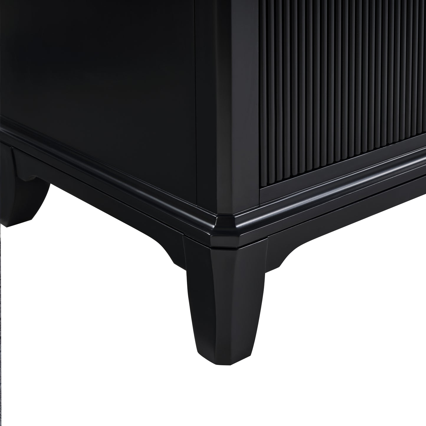 60" Black Fluted Double Sink Bathroom Vanity with White Engineered Stone Top, Dovetail Drawers, Soft-Close Doors & Fully Assembled