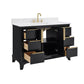 48" Black Fluted Bathroom Vanity with Carrara White Solid Surface Top, Undermount Sink, Solid Wood Frame, 6 Drawers & Fully Assembled